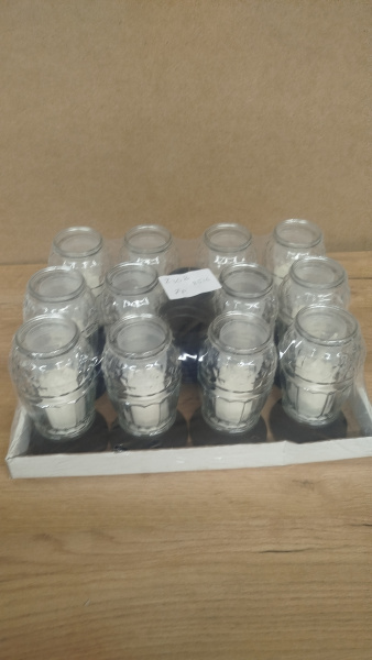 Лампада стеклянная Белая Znicz (размер 26х9, корпус Овал, колба прозрачное стекло, пластик черный, в упаковке 12 шт.) арт:2516