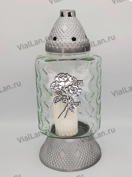 Лампада Стеклянная Z 331 (материал Стекло+Пластик, цвет Серебро) в упаковке 5 шт. арт:2056