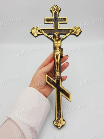 Крест KP6 (39*16, Бронза, цвет Темное золото, Православный) арт:800