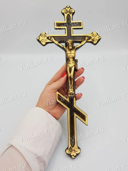 Крест KP6 (39*16, Бронза, цвет Темное золото, Православный) арт:800