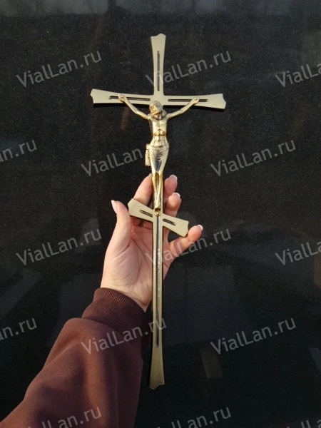 Крест KP5 P4 (43*17, Бронза, цвет Темное золото, Православный) арт:821