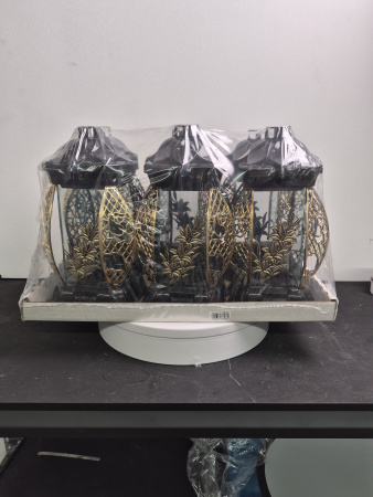 Лампада стеклянная Лилия золото KWIAT (размер 26х12х12, корпус прямоугольный, колба плоское прозрачное стекло, пластик черный, Лилия золото, в упаковке 6 шт.) арт:2531