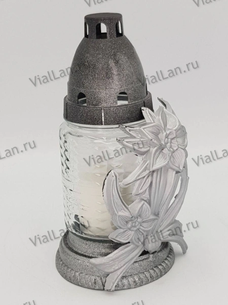 Лампада Стеклянная Z 399 (материал Стекло+Пластик, цвет Серебро) в упаковке 10 шт. арт:2057