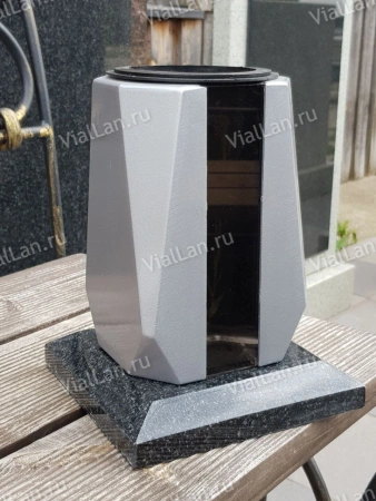 Ваза Бочка алюминиевая (гранит Габбро, цвет Серебро, с вкладышем) арт:1786