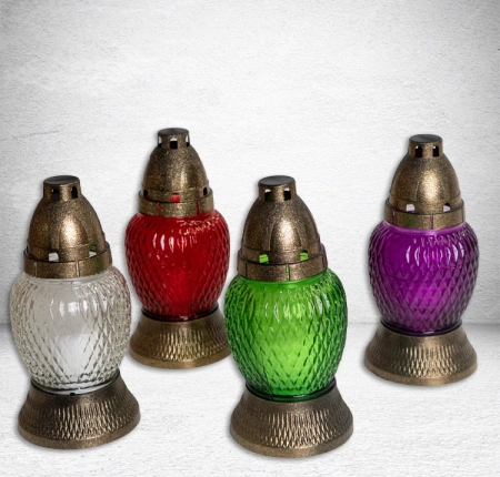 Лампада Пластиковая Микс 2 Plast (размер 18х8, корпус шаровидный, колба цветное стекло, в упаковке 12 шт.) арт:2557