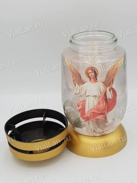 Лампада Стеклянная 3S 17 ангел (материал Стекло+Пластик, цвет Золото) в упаковке 6 шт. арт:2054