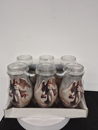 Лампада Стеклянная Ангел женщина Bolsius (размер 28*10 см, корпус цилиндрический, колба стекло, пластик золото, принт Ангел женщина, в упаковке 6 шт.) арт:2514