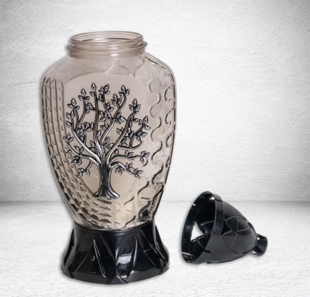 Лампада Стеклянная Дерево серебро Znicz (размер 30х11 см, колба овал, прозрачное серебряное стекло, пластик черный, Дерево серебро, в упаковке 8 шт.) арт:2569