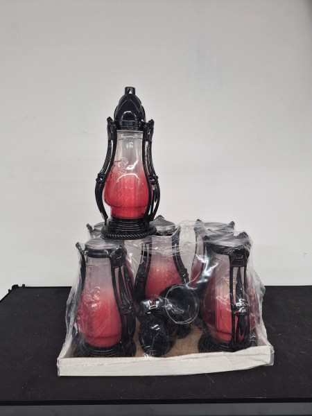 Лампада стеклянная Роза красная Patyk (размер 29,5х12, корпус Капля, колба красное стекло, пластик черный, в упаковке 8 шт.)арт:2575