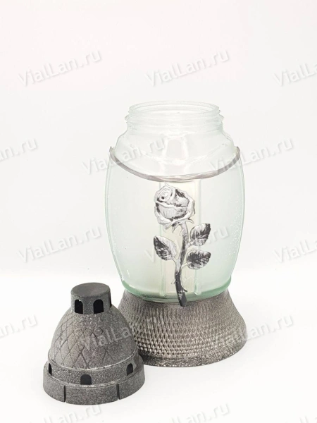 Лампада Стеклянная Z 78 (материал Стекло+Пластик, цвет Серебро) в упаковке 8 штук  арт:2035