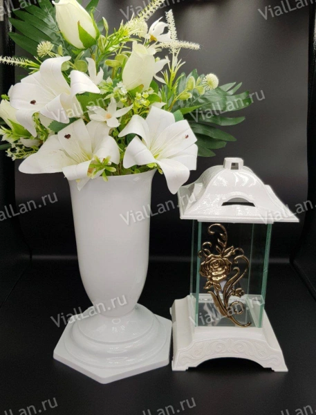 Лампада стеклянная Prosty 1 (32*17*17, материал Пластик+Стекло,  цвет белый) в упаковке 6 штук  арт:1854