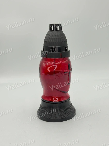 Лампада стеклянная Lo 19 красная (Материал Пластик+Стекло, цвет черный) в упаковке 16 штук  арт:2018