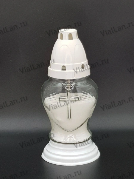 Лампада стеклянная Lo 19 (материал Пластик+Стекло, цвет белый) в упаковке 16 штук  арт:1955