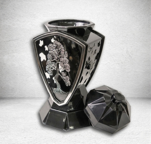 Лампада стеклянная Щит серебро Bis (размер 39х20х20, корпус трапецевидный, колба плоское прозрачное стекло, пластик черный, Дерево серебро, в упаковке 6 шт.)арт:2552