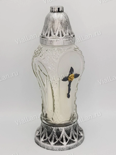 Лампада Стеклянная 096 (материал Стекло+Пластик, цвет Серебро) в упаковке 7 шт. арт:2064