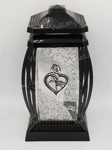 Лампада стеклянная Prima 1 сердце (материал Пластик+Стекло, цвет Черный, в упаковке 6 штук) арт:1986