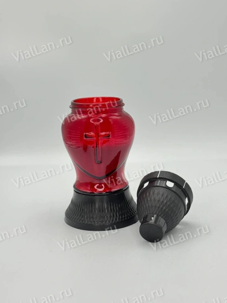 Лампада стеклянная Lo 19 красная (Материал Пластик+Стекло, цвет черный) в упаковке 16 штук  арт:2018