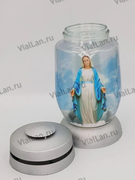 Лампада Стеклянная Maryja (материал Стекло+Пластик, цвет Серебро) в упаковке 6 шт. арт:2055