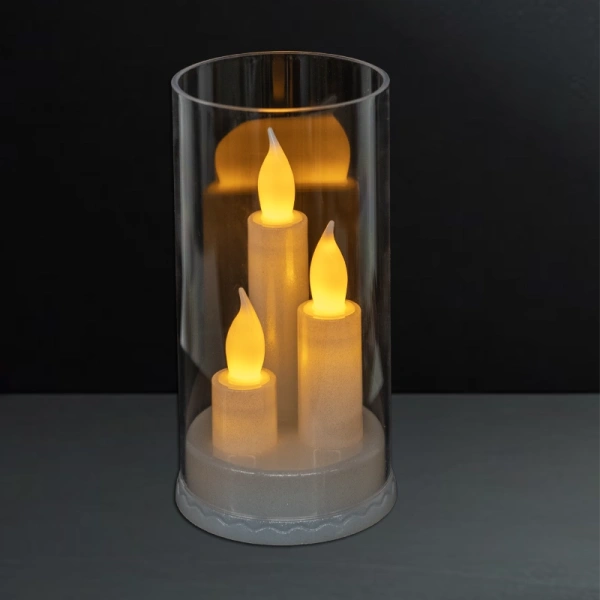 Свеча лампады электрическая Cortina 3 свечи в стакане (Цвет белый, в упаковке 8 шт.) арт:2440