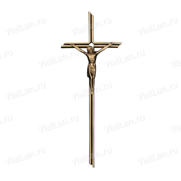 Крест K19 P5 (38*15, Бронза, цвет Темное золото, Католический) арт:841