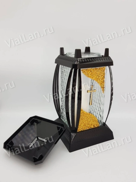 Лампада стеклянная Prima Vera золото (25*10*10, материал Пластик+Стекло, цвет черный) в упаковке 4 штуки  арт:1915