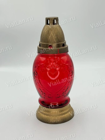 Лампада стеклянная Сердце микс (размер ""х""х"", корпус овал, колба прозрачное цветное стекло, пластик бронза, Сердце, в упаковке 11 шт.) арт:2030