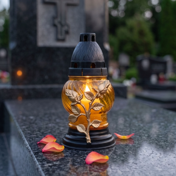 Лампада неугасаемая стеклянная с заливным парафином, c накладкой цветок, шар, микс, арт:3011