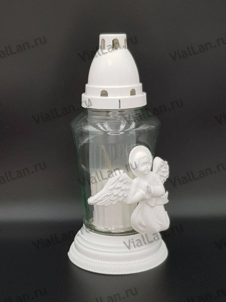 Лампада стеклянная K3 (материал Пластик+Стекло, цвет белый) в упаковке 7 штук  арт:1953